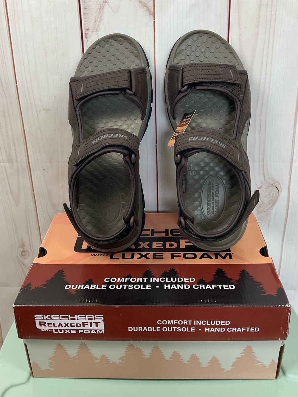 Skechers Men’s Brown Adjustable Strap Sandals Size 10 New